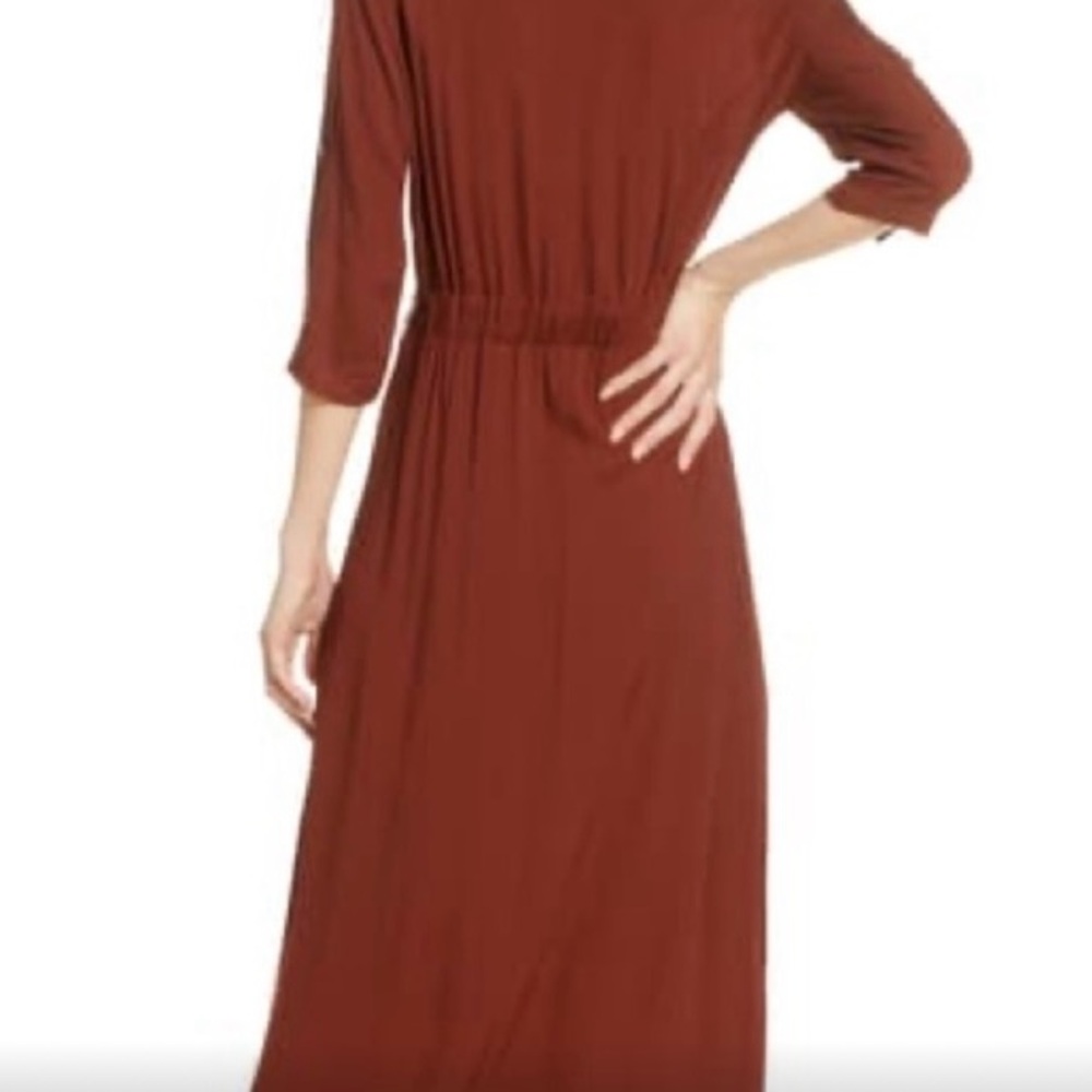 BB Dakota Asymmetrical Rust Midi Dress - Picture 7 of 7